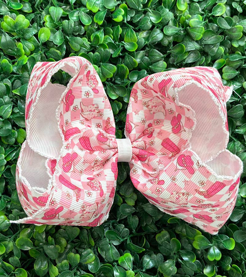 5" Pink cowgirl hair bow