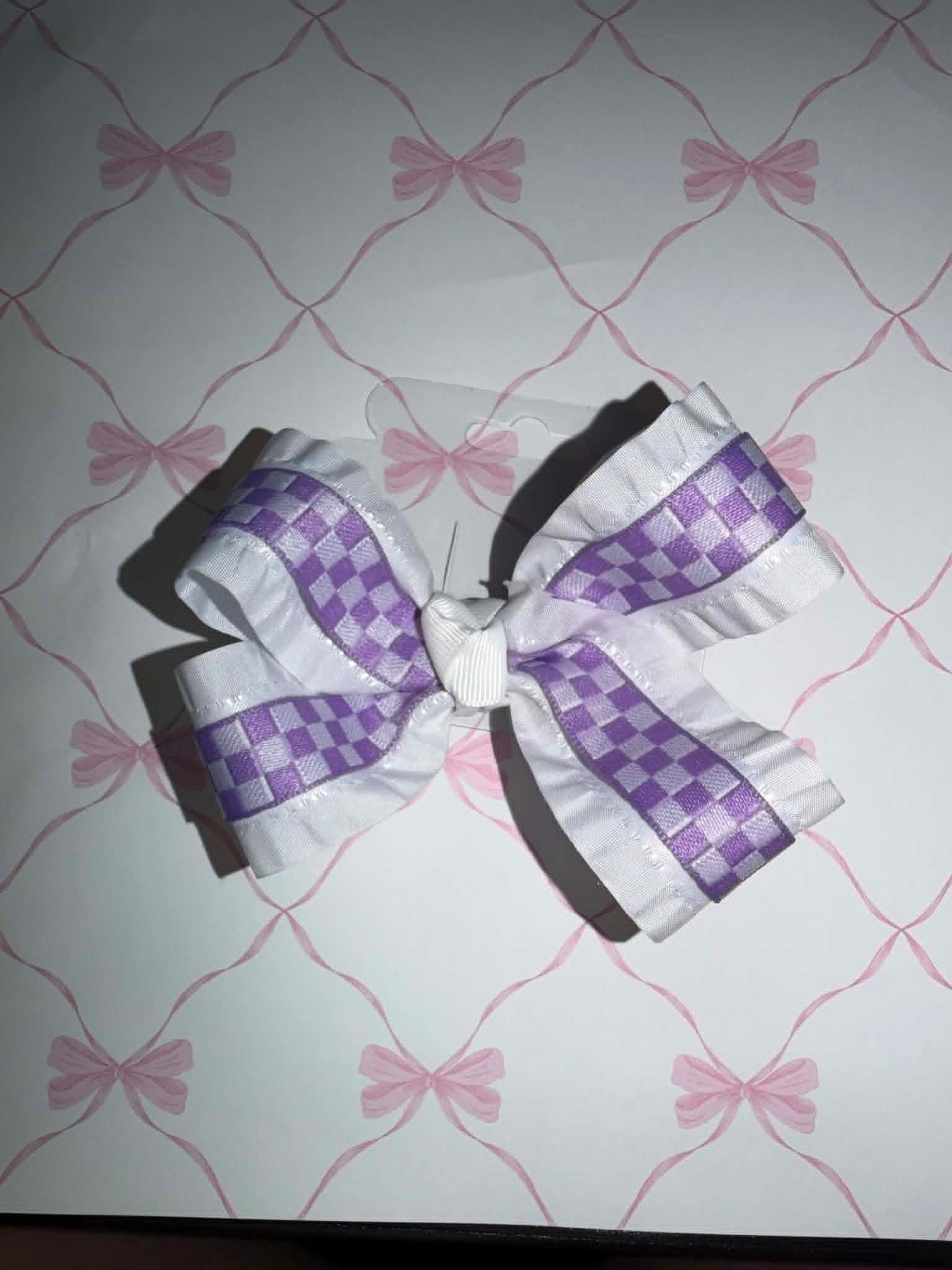 4" Purple Checked Hairbow