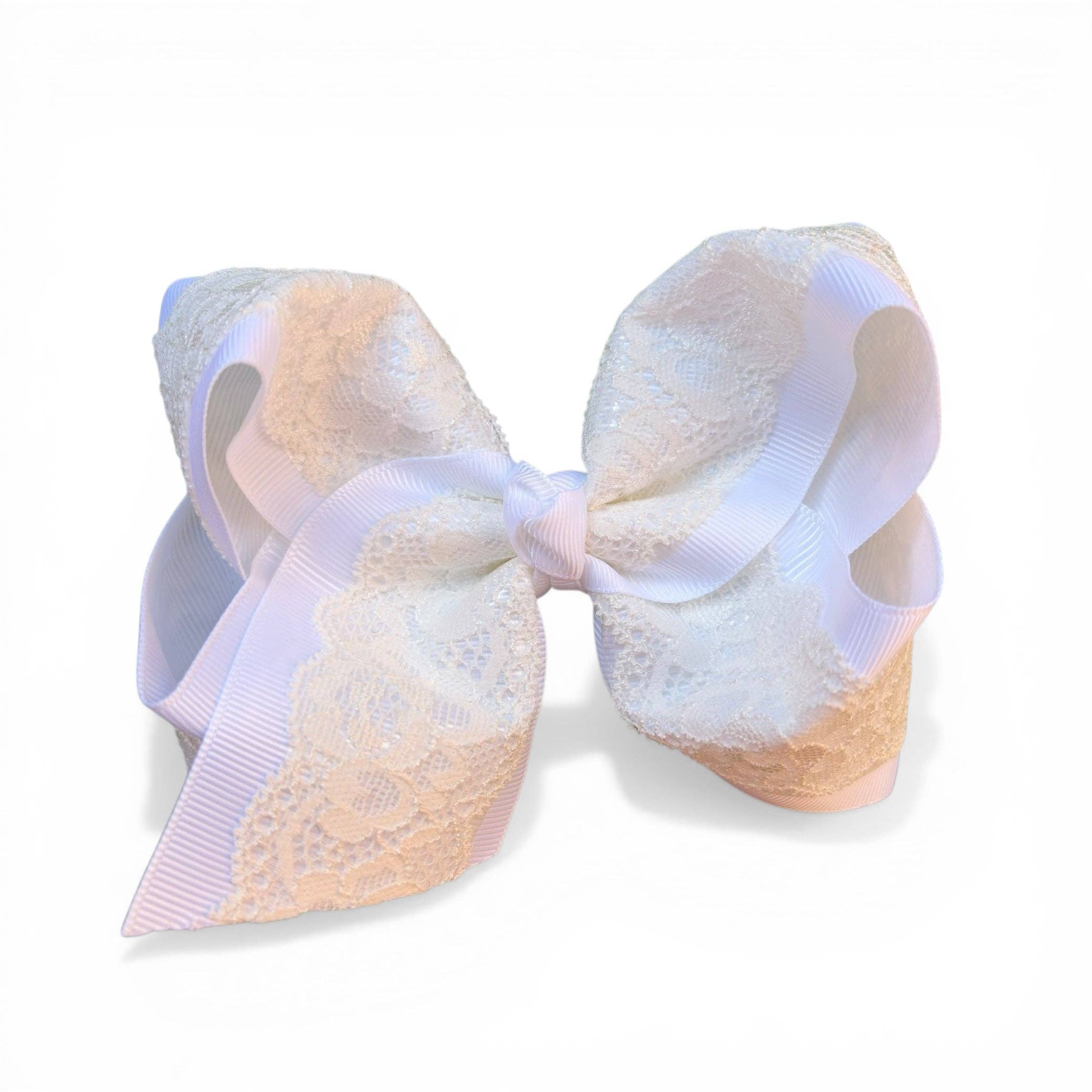 4" Lace hair bows on alligator clip