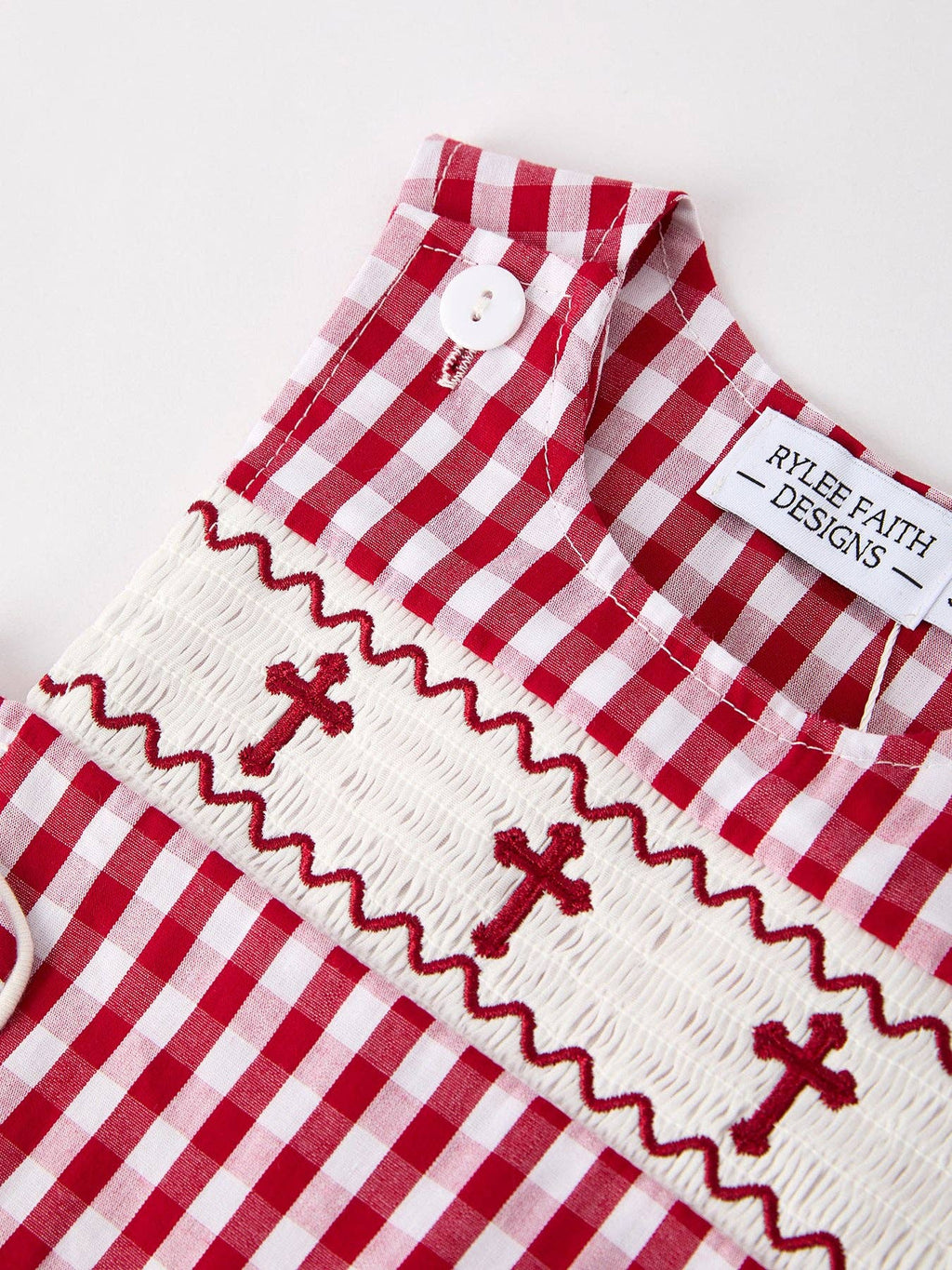 Red Smocked Church Boys Romper