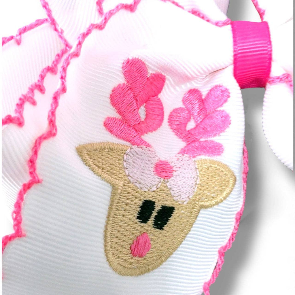 5" reindeer moon stitch hair bow on clip