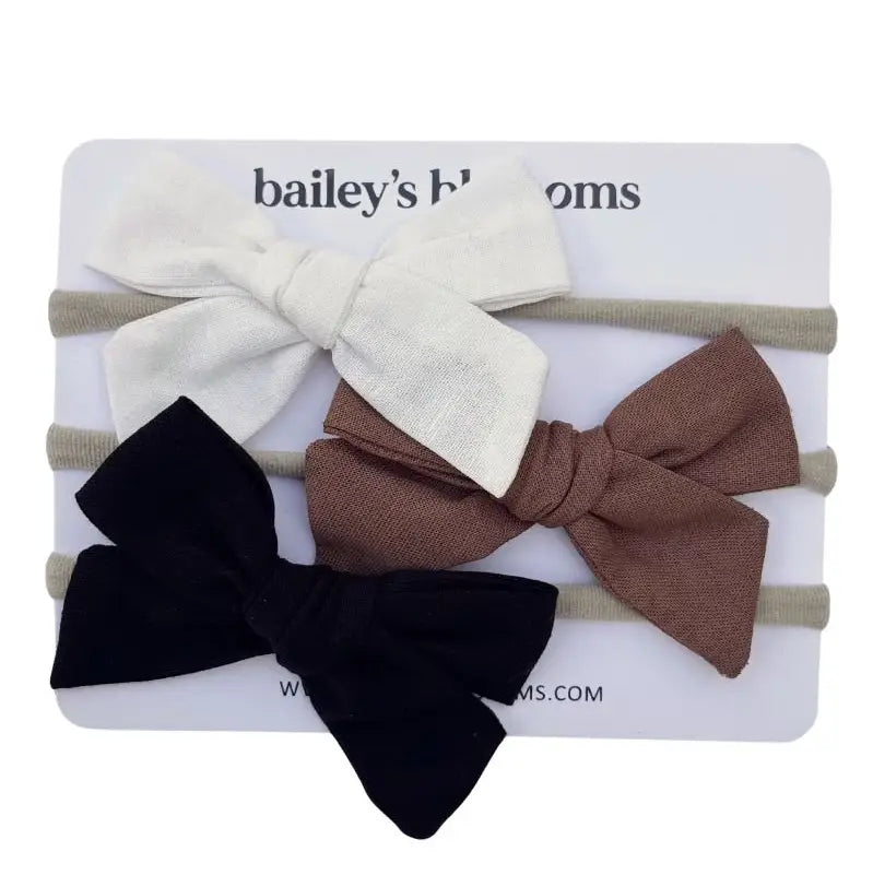 3-piece Linen Cotton Nylon Headband Set