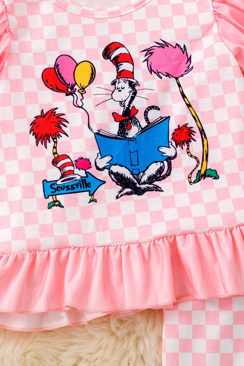 Dr.Seuss checkered bell bottoms set