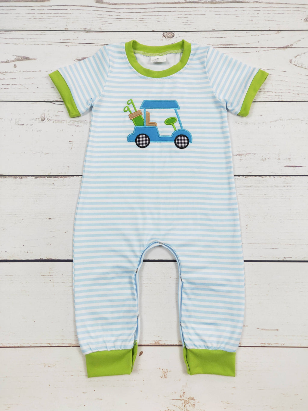 Boy Golf Cart Appliqué Romper