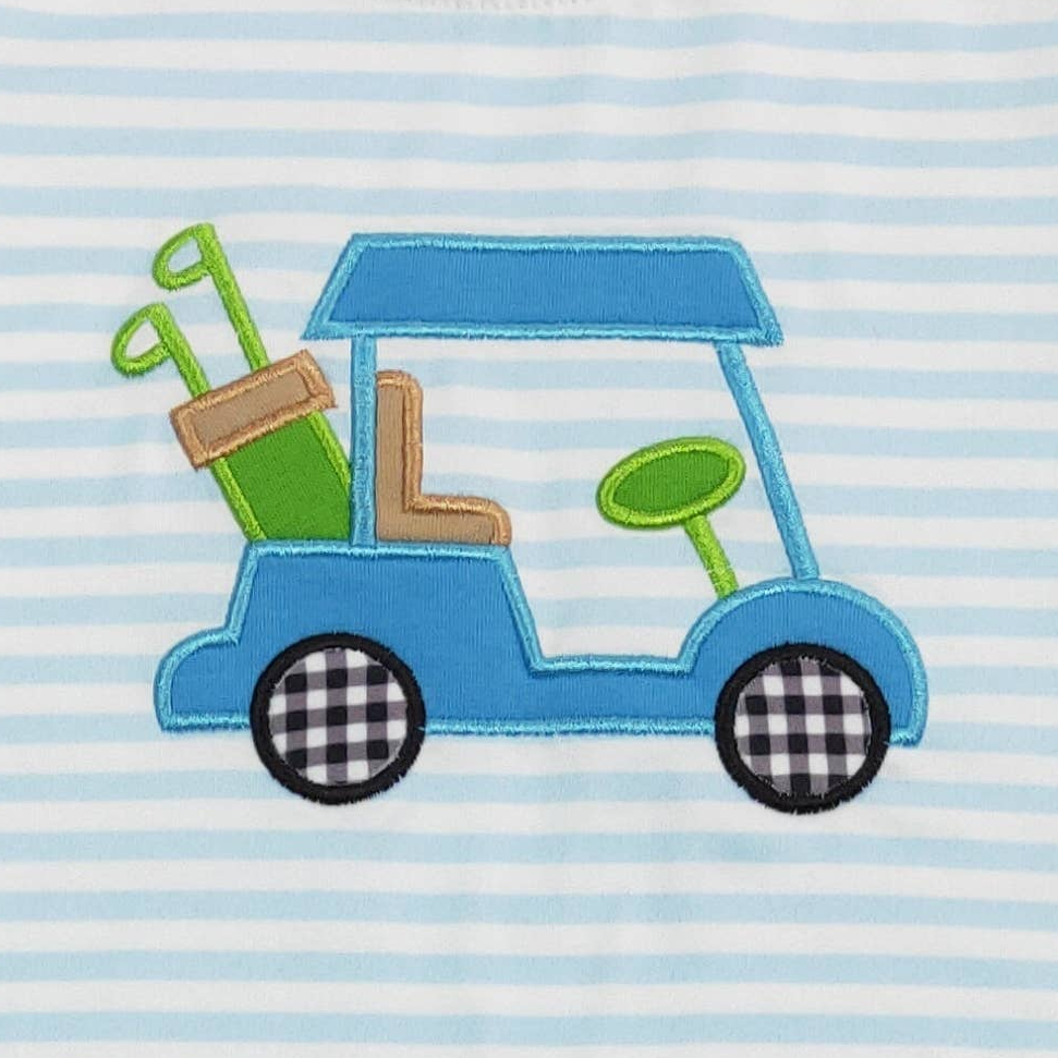 Boy Golf Cart Appliqué Romper