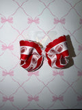 4" Red/White Football Hairbow