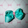 4" Aqua w/ Pink Knot Hairbow