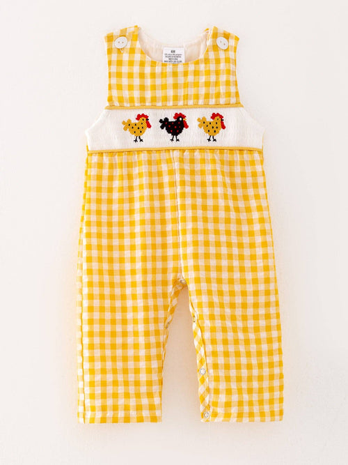 Boys Chicken Embroidered Romper