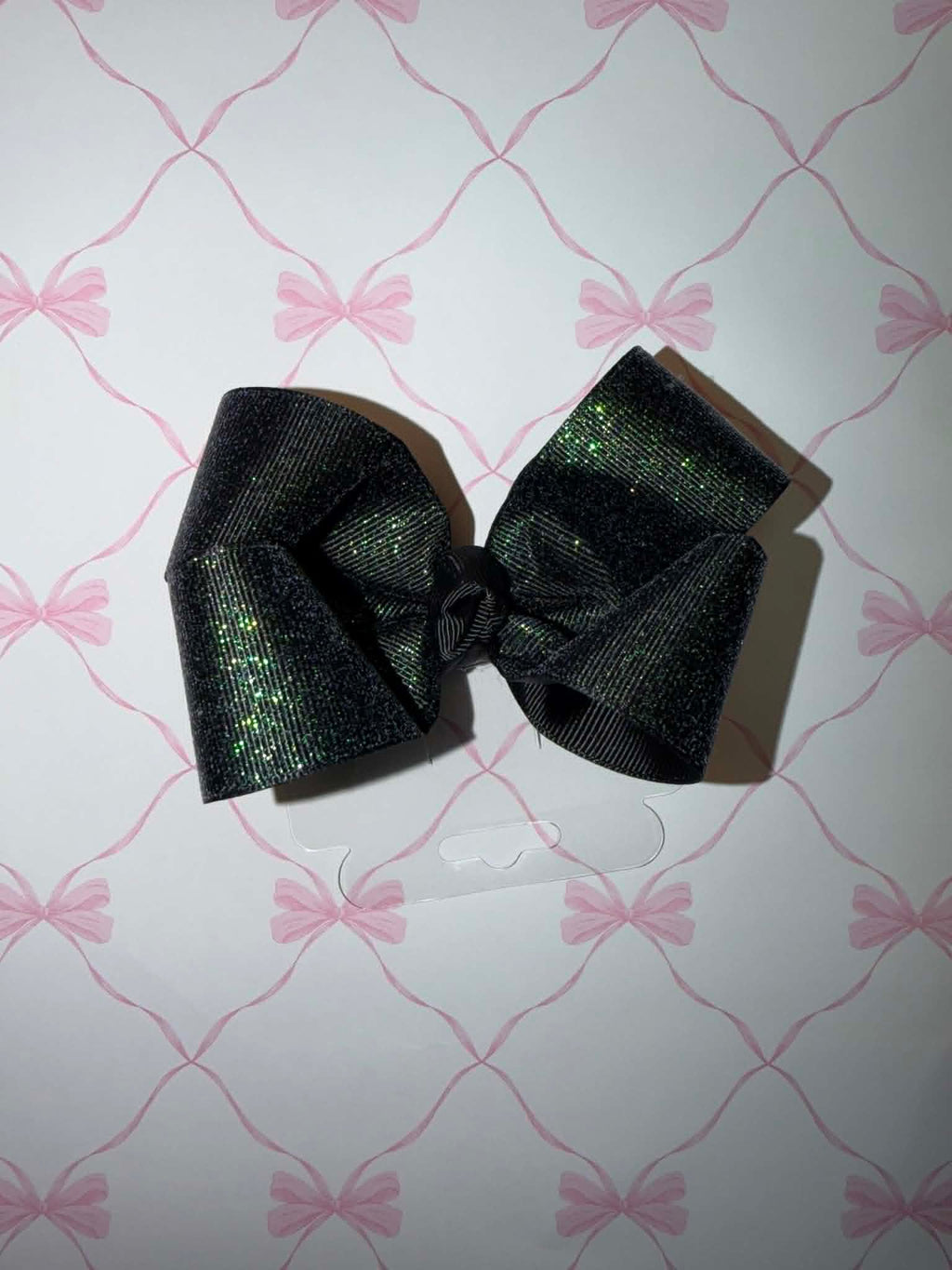 4" black glitter hairbow