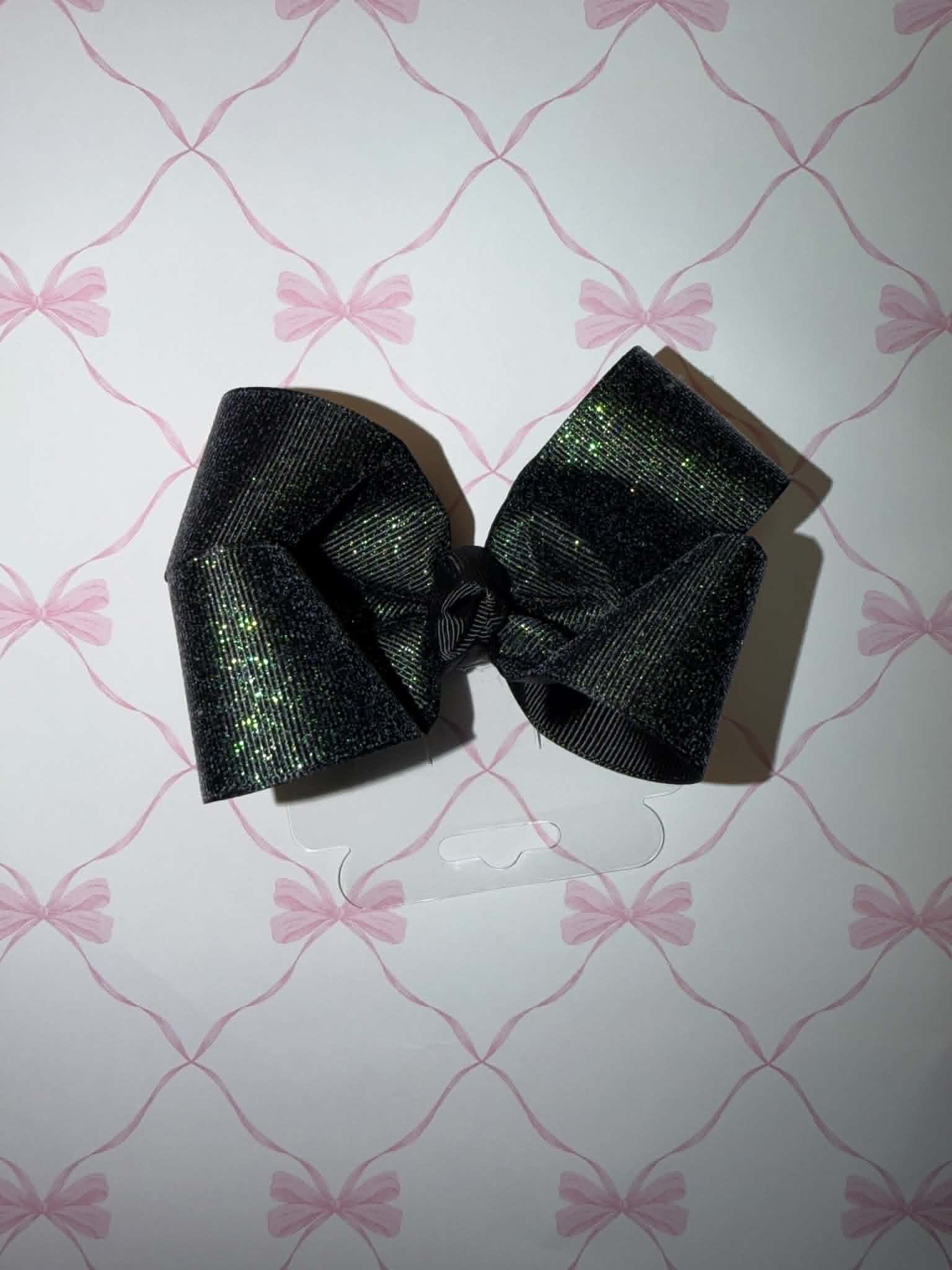 4" black glitter hairbow