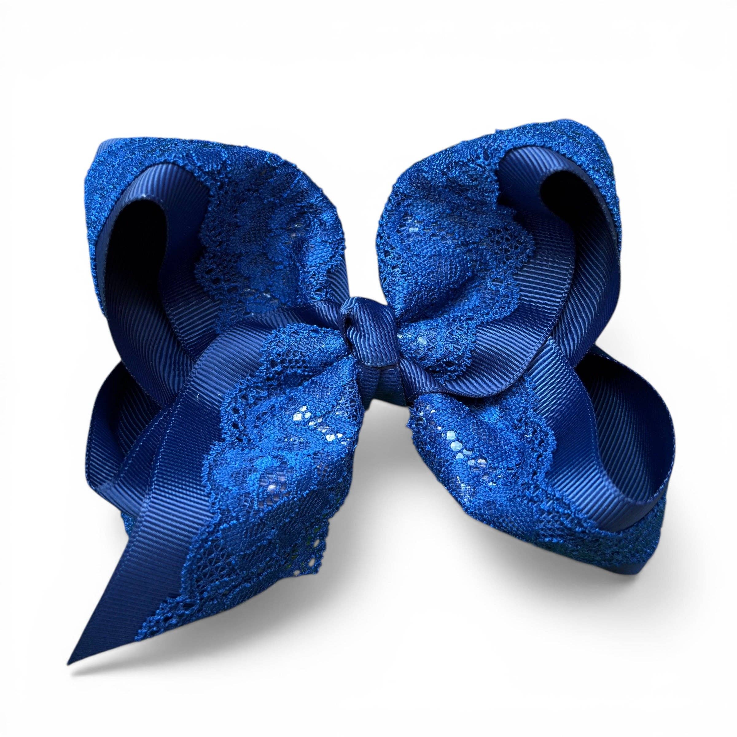 4" Lace hair bows on alligator clip