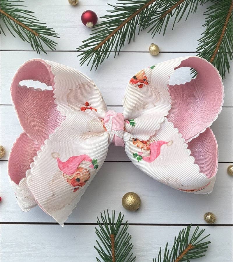 6" Santa & glittery Hair bow