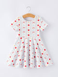 Back to School Apple Bow Stripe Girls Dress