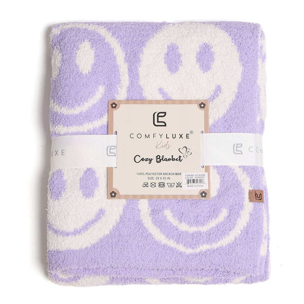 Happy Face Pattern Kids Throw Blanket
