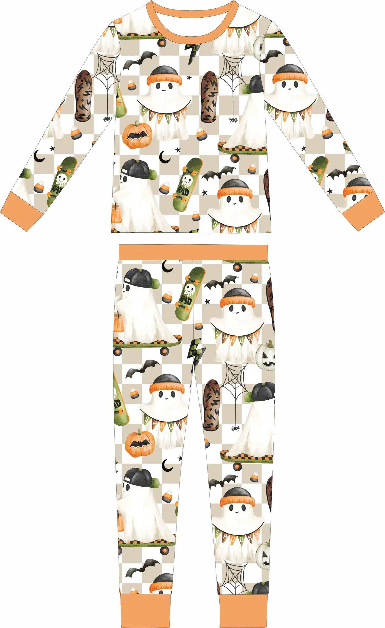 Max and Pippa | Toddler Rad Skater Ghost Bamboo 2 Piece Pajama Set