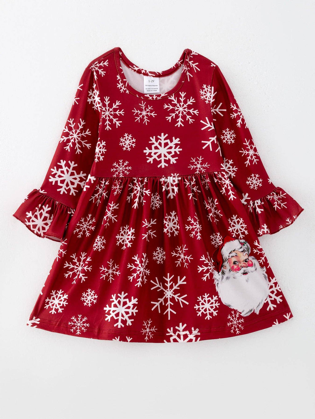 Christmas Girls Santa Print Dress