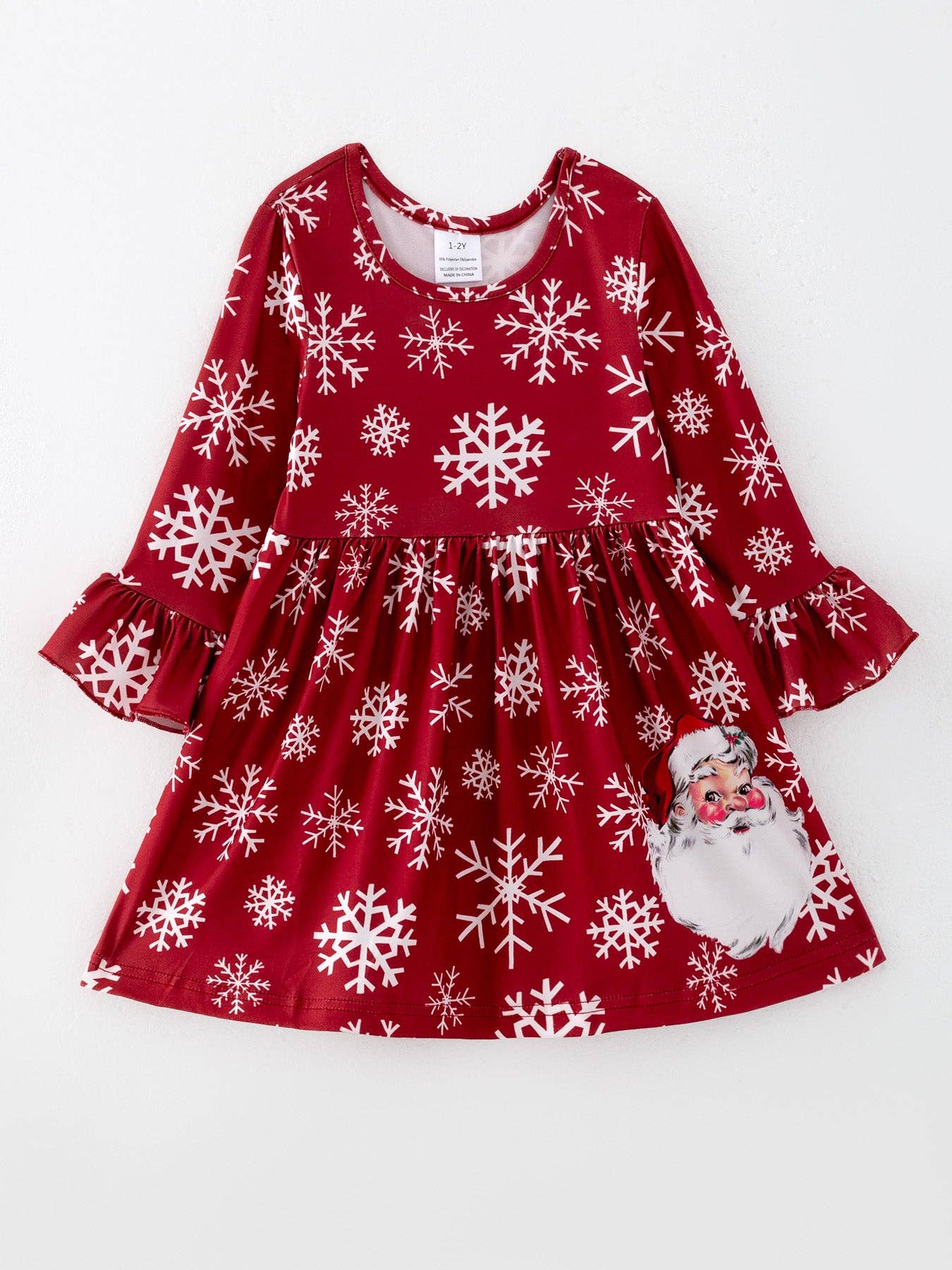 Christmas Girls Santa Print Dress