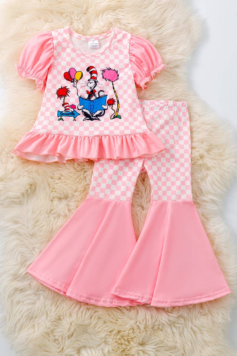 Dr.Seuss checkered bell bottoms set