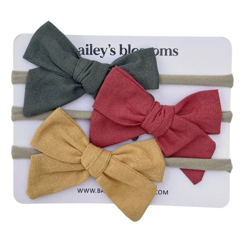 3-piece Linen Cotton Nylon Headband Set