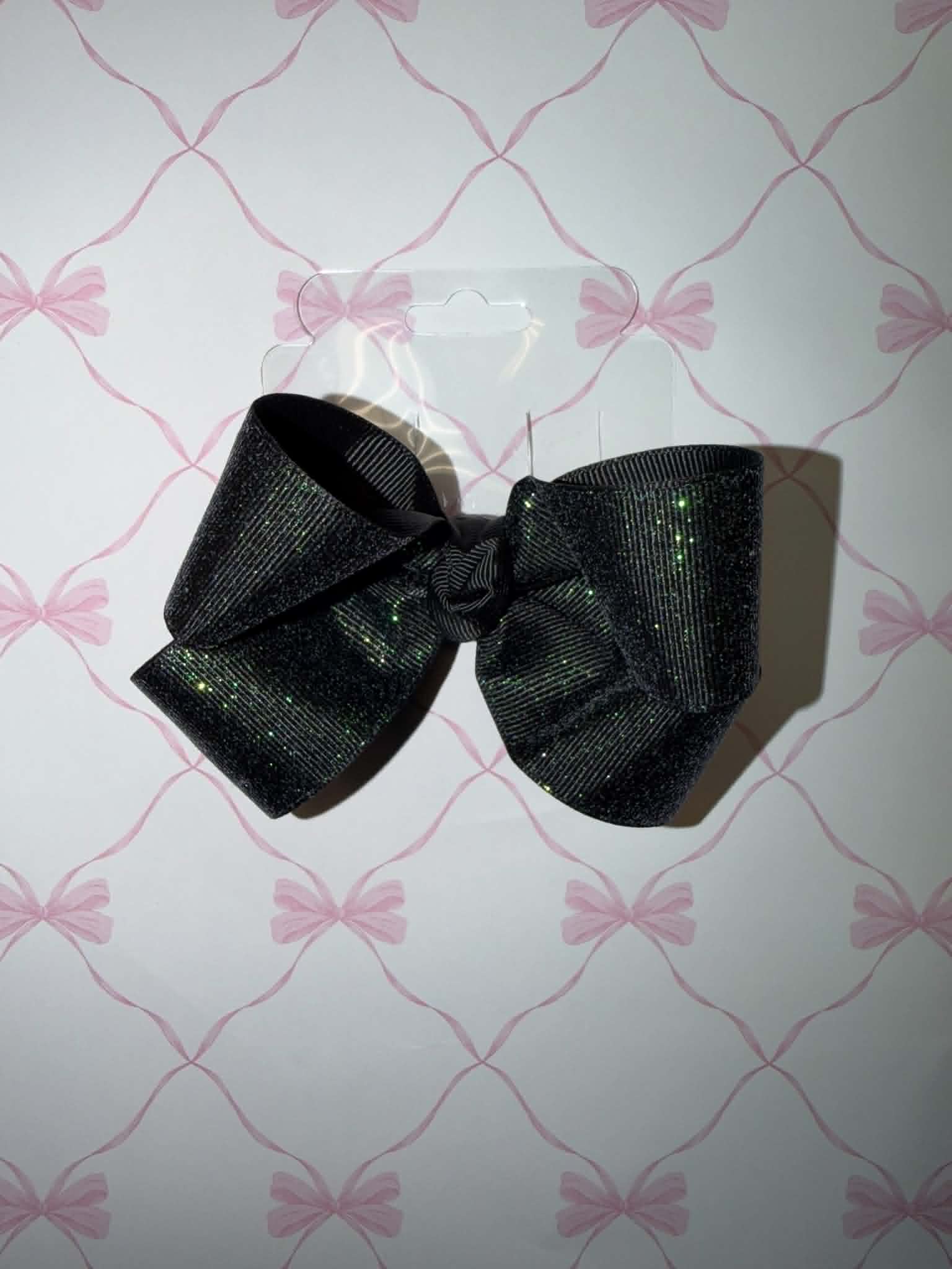 4" black glitter hairbow