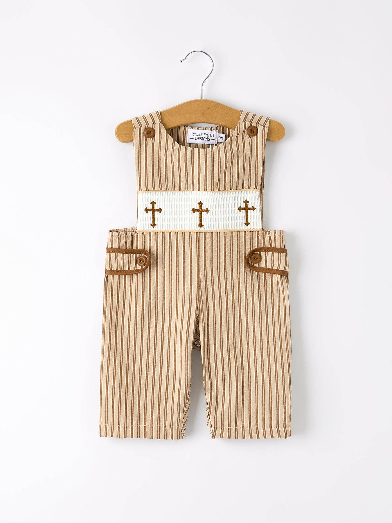 Stripe Smocked Christ Boys Romper