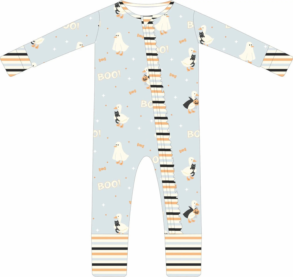 Max and Pippa | Boo Goose Halloween Ruffle Convertible Zippie Pajamas
