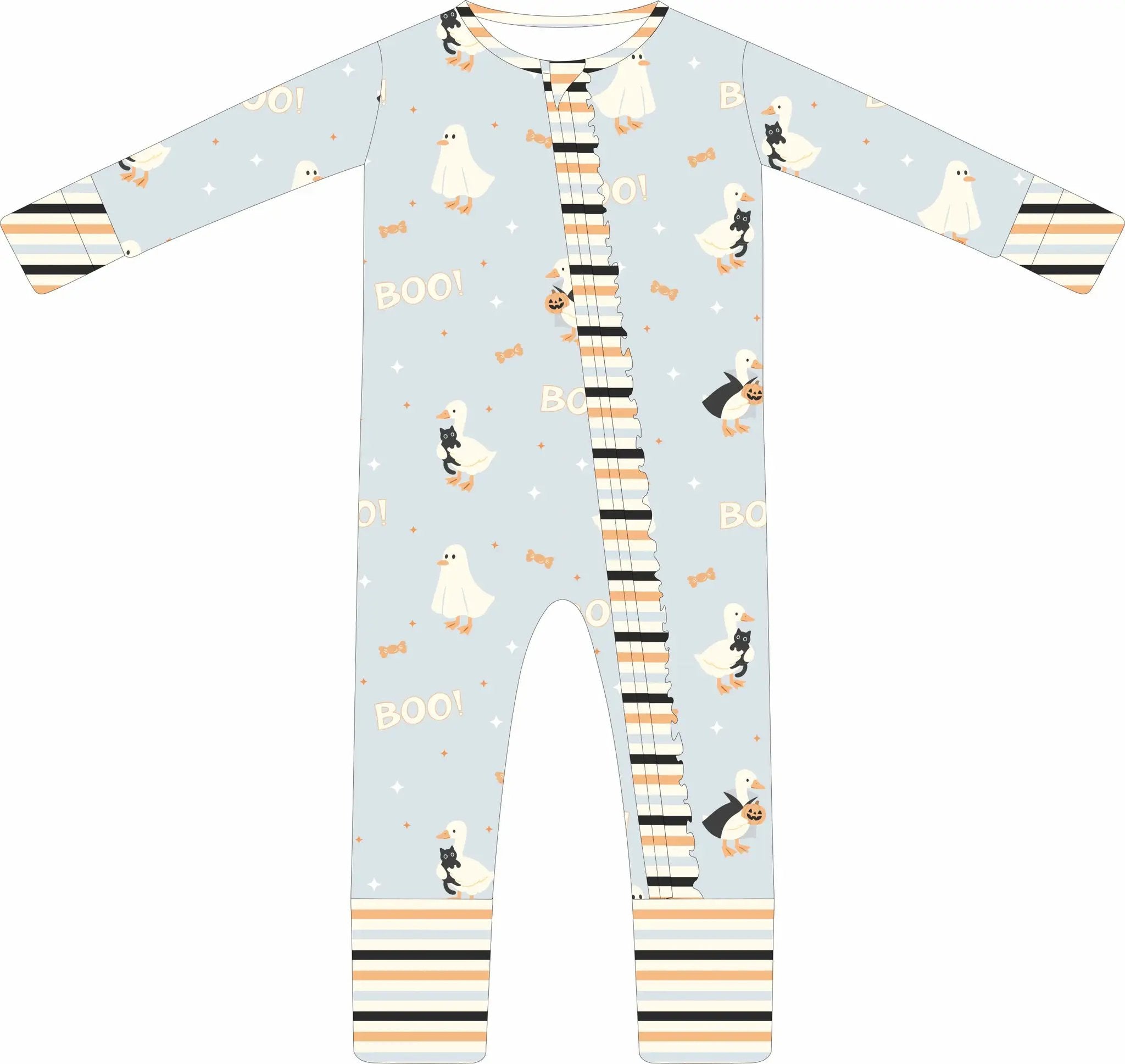 Max and Pippa | Boo Goose Halloween Ruffle Convertible Zippie Pajamas