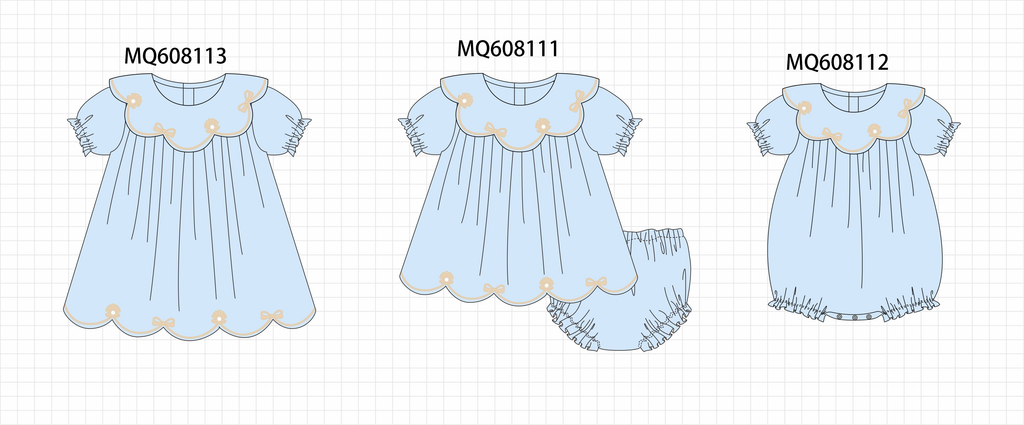 PO103 Blue bow embroidery collection