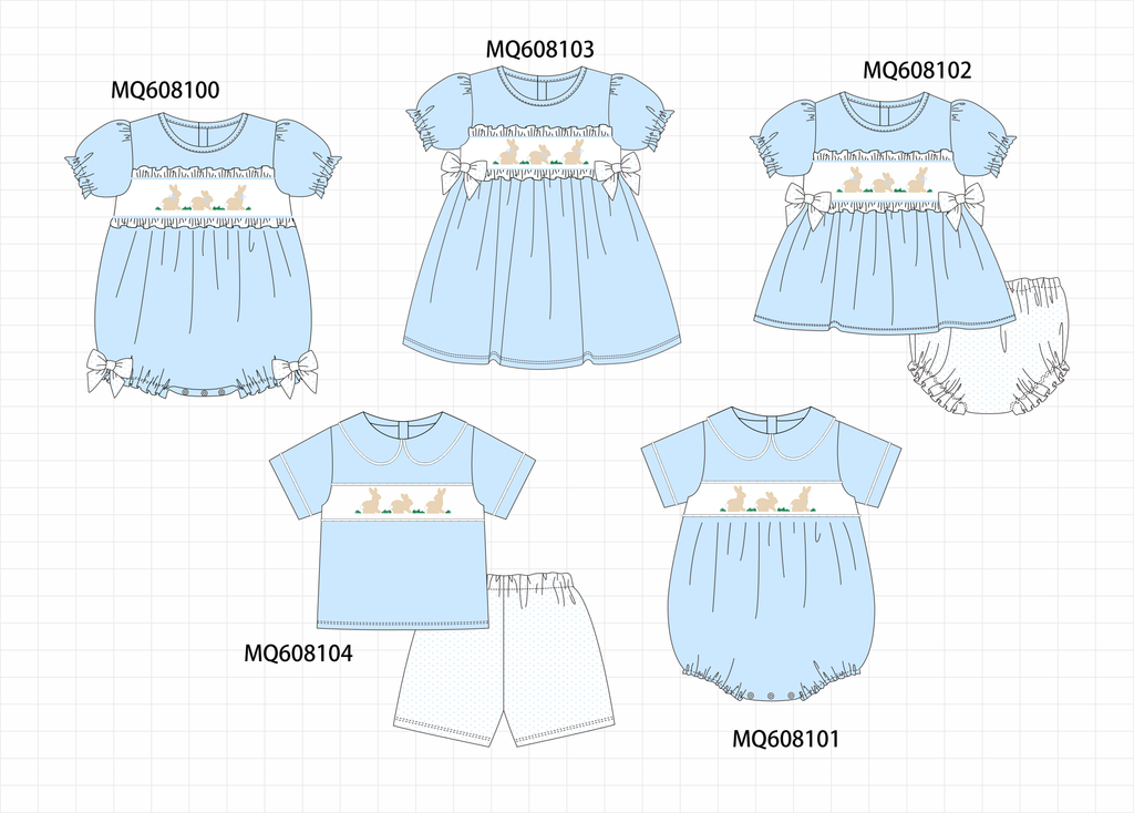 PO103 Blue easter bunny embroidery collection