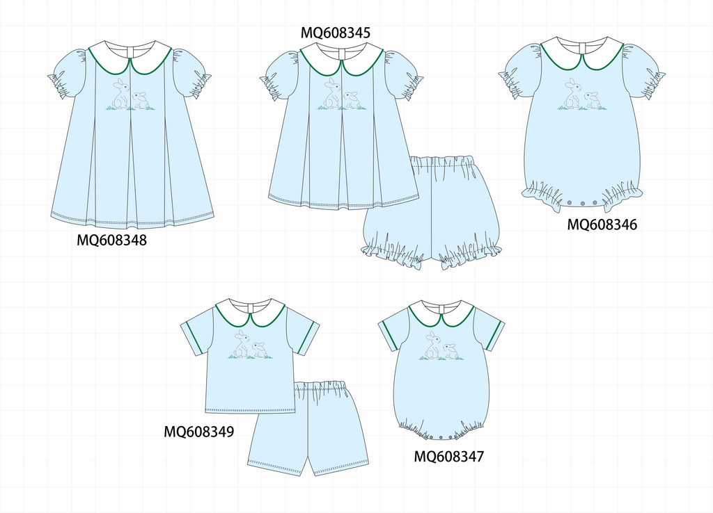 PO103 Blue easter bunny embroidery peter pan collection