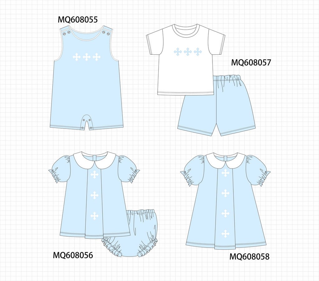 PO103 Blue easter cross embroidery collection