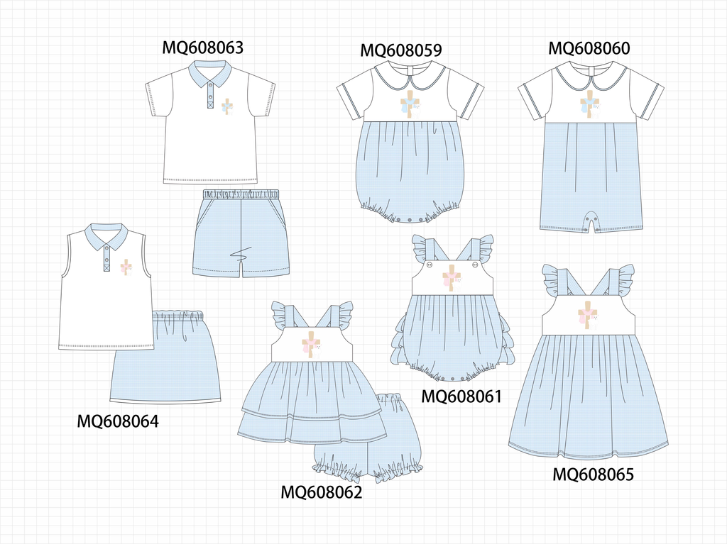 PO103 Blue easter cross lamb embroidery collection