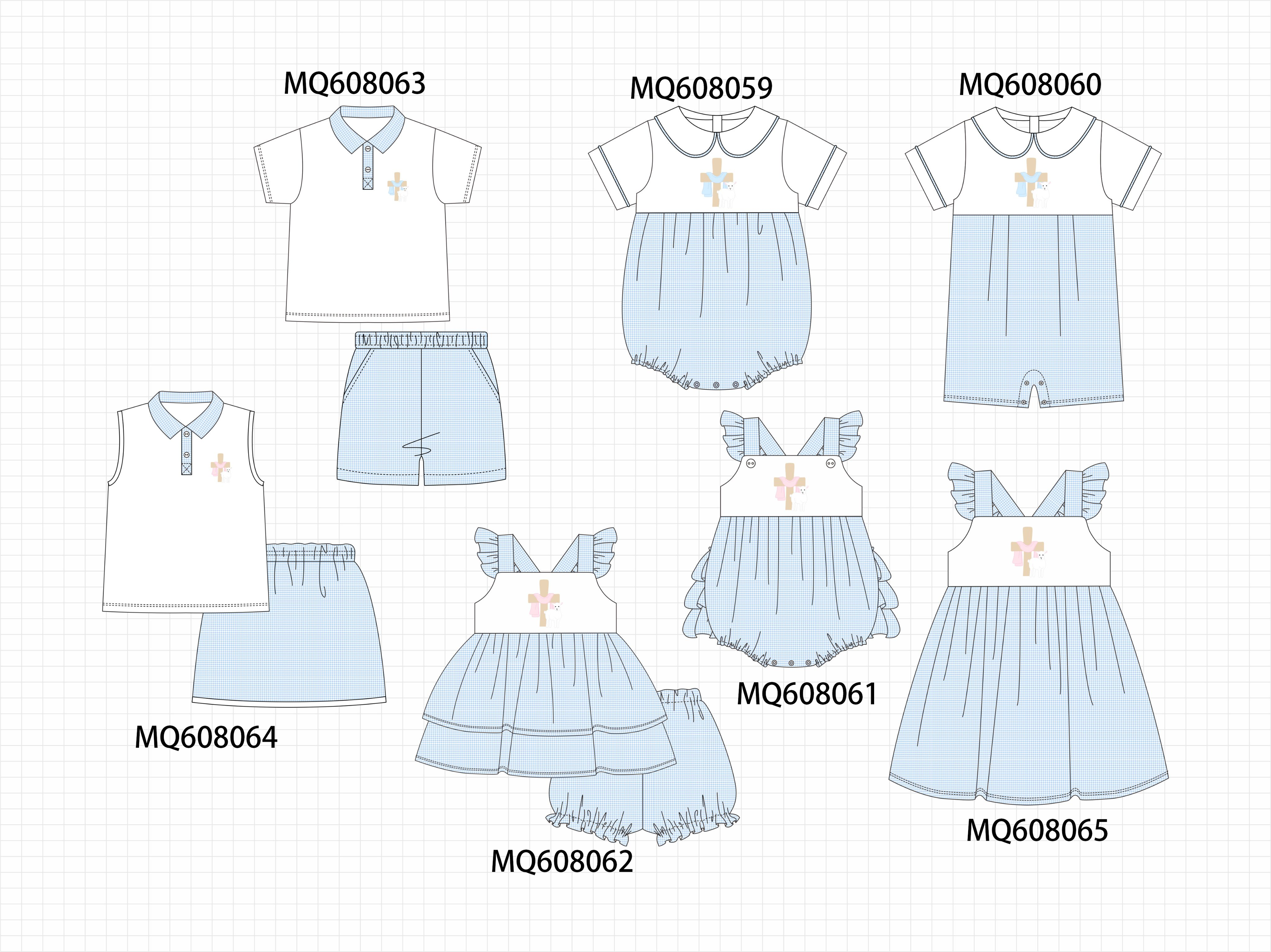 PO103 Blue easter cross lamb embroidery collection