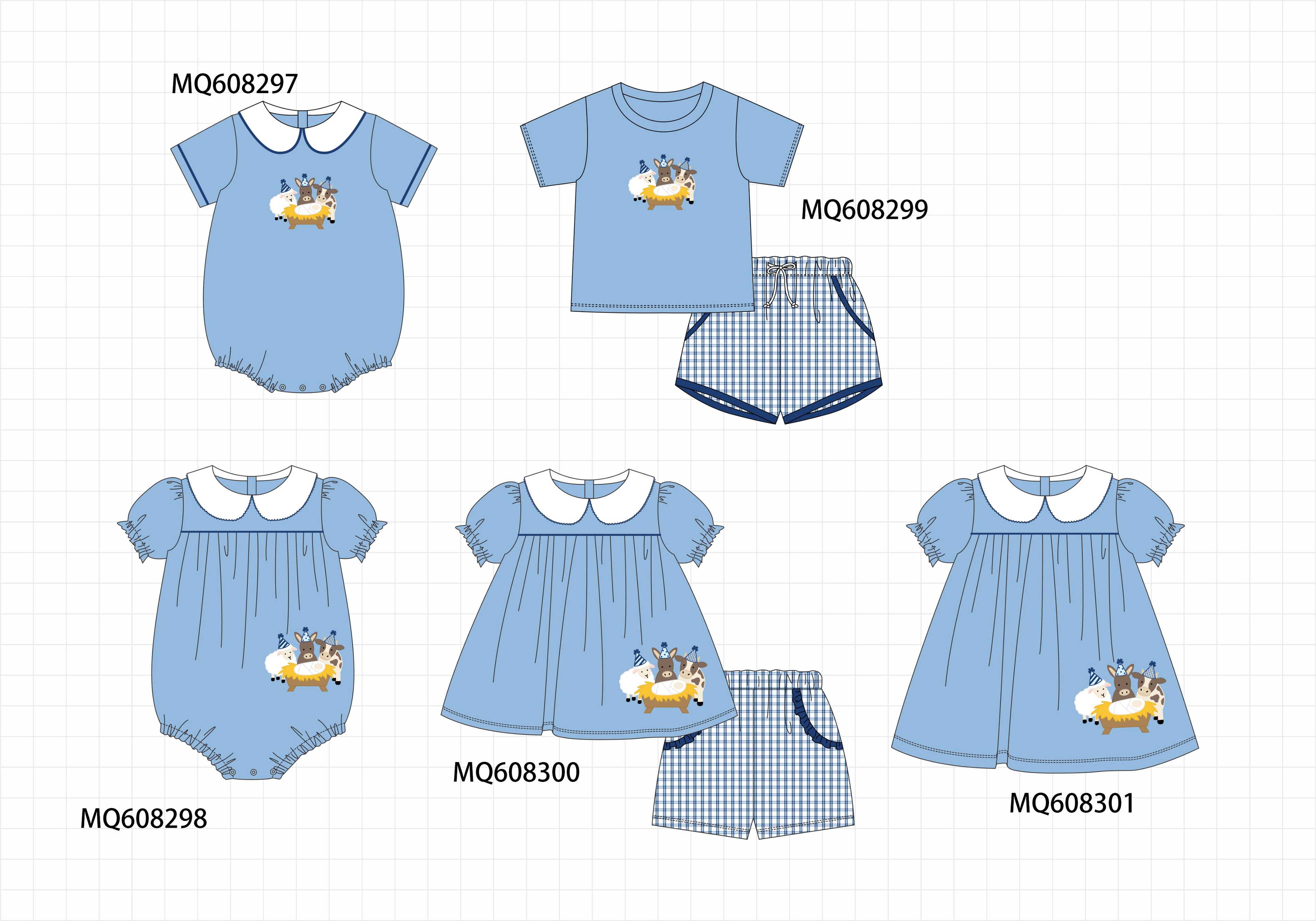 PO103 Blue farm nativity applique collection