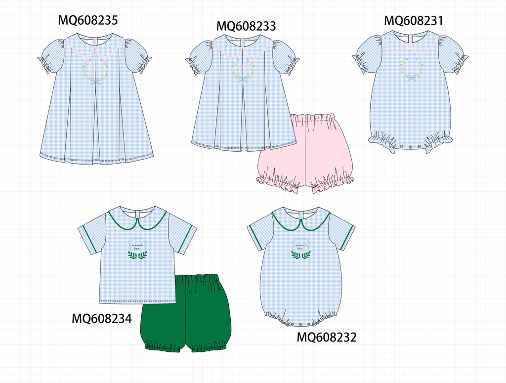PO103 Blue gingham mama's girl embroidery colleciton
