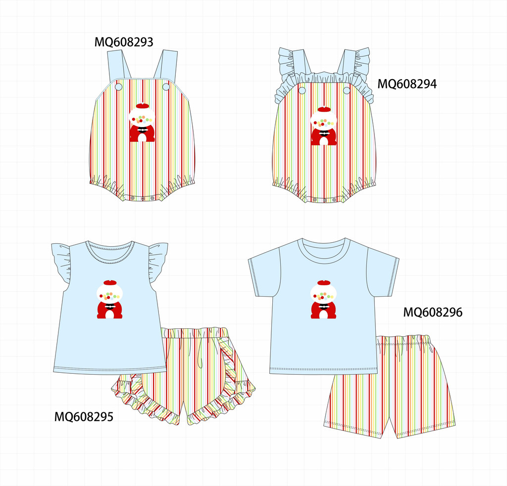 PO103 Blue gumball machine applique stripe collection