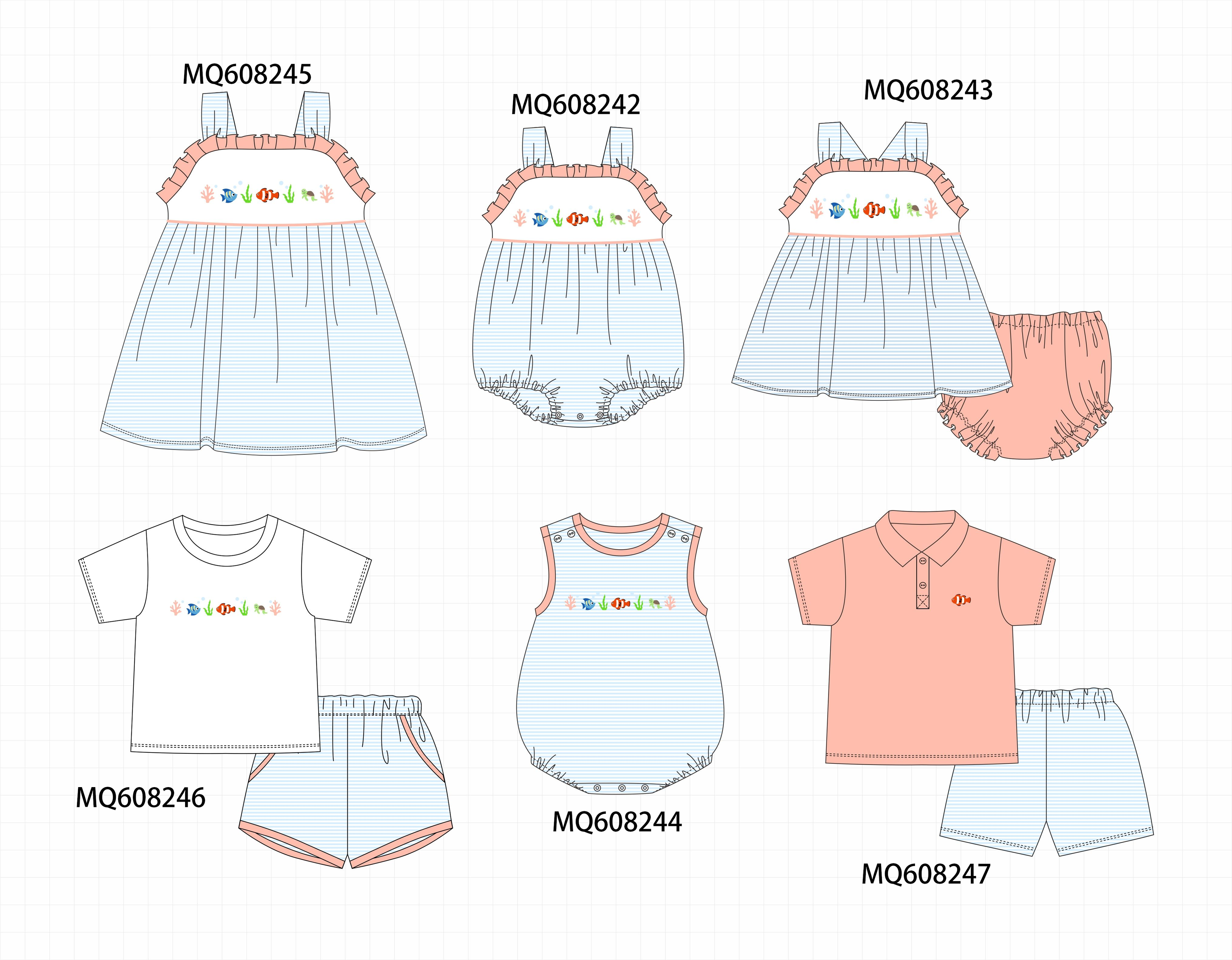 PO103 Blue stripe marine creatrue embroidery collection