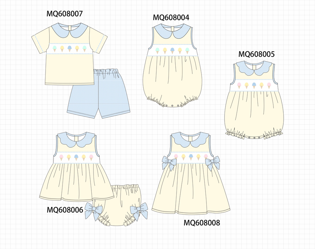 PO103 Cream ice cream embroidery gingham collection