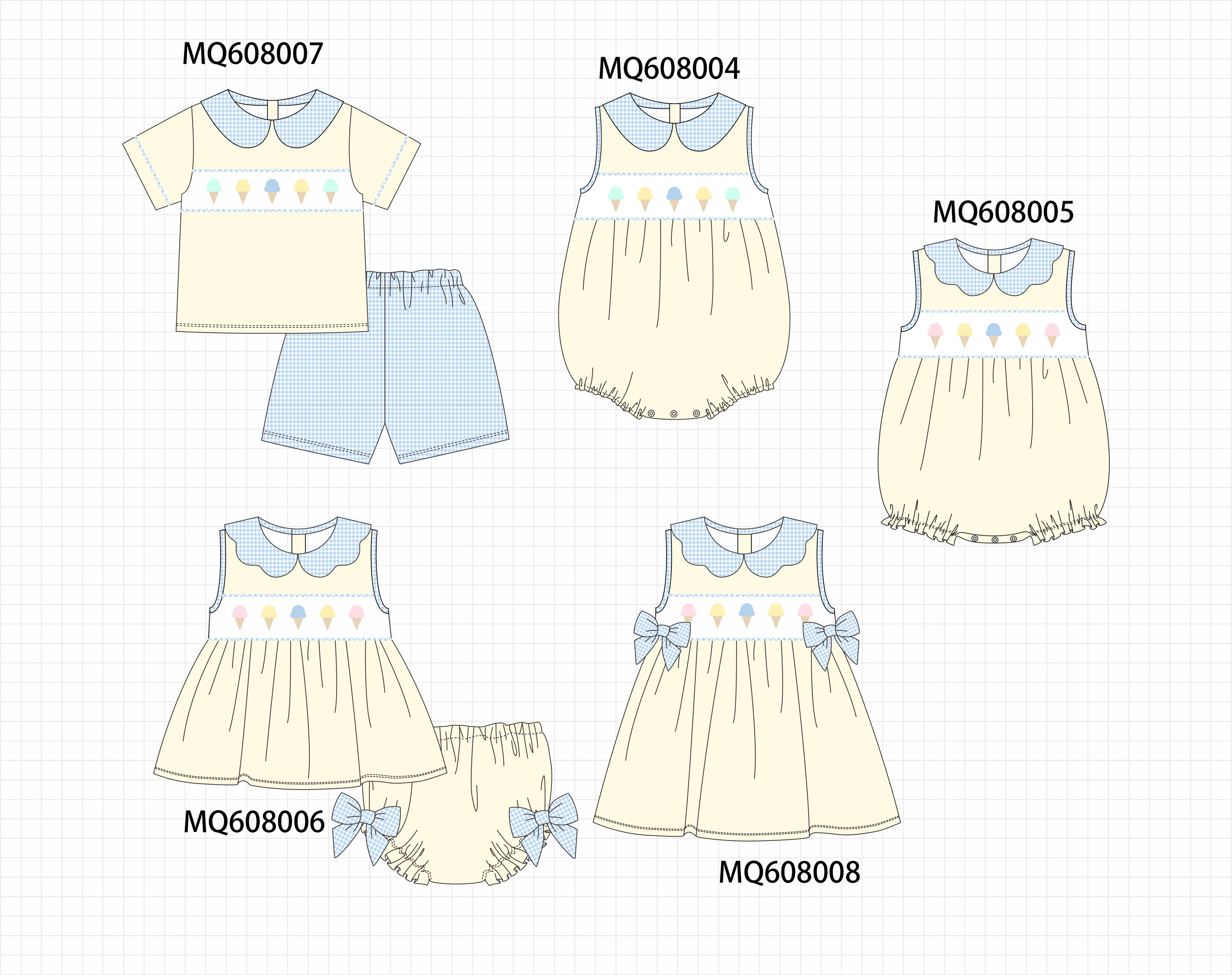 PO103 Cream ice cream embroidery gingham collection