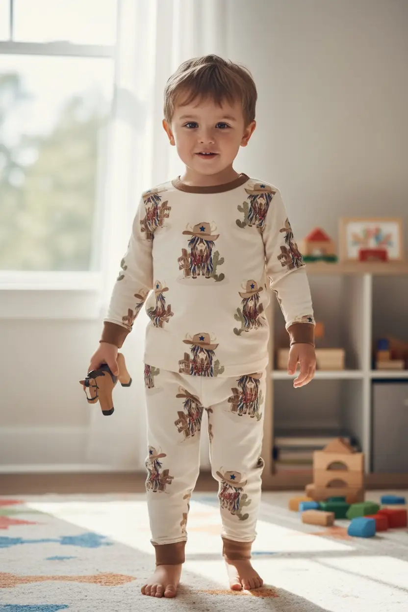 Max and Pippa - Bamboo Highland Cowboy 2 - Piece Pajama Set