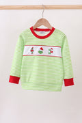 Green christmas grinch embroidery boy top