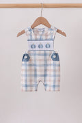 Blue Pumpkin Embroidery Gingham Bubble