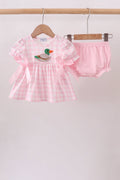 Pink Mallard Applique Gingham Bloomer Set