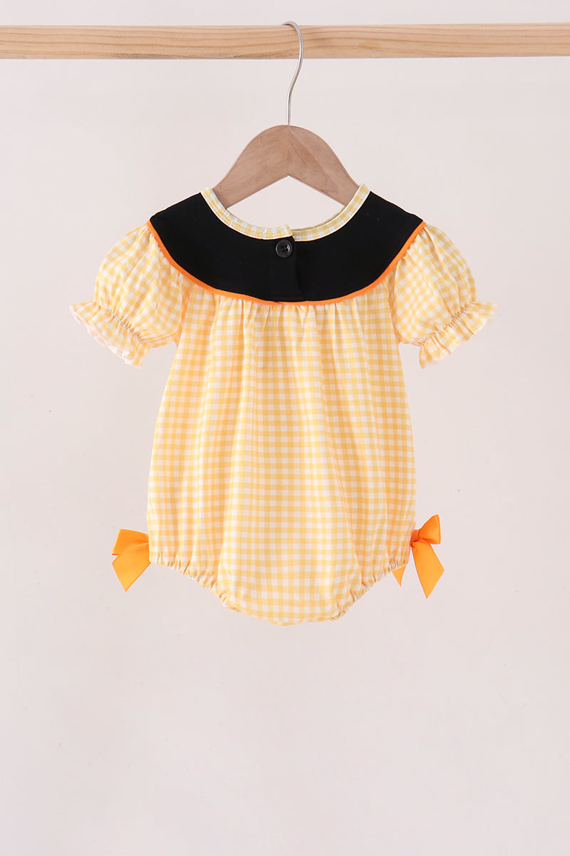 Mustard Candy Embroidery Gingham Bubble