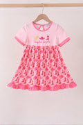 Pink Cowgirl Boots Embroidery Dress