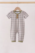 Oat Olive Plaid Romper