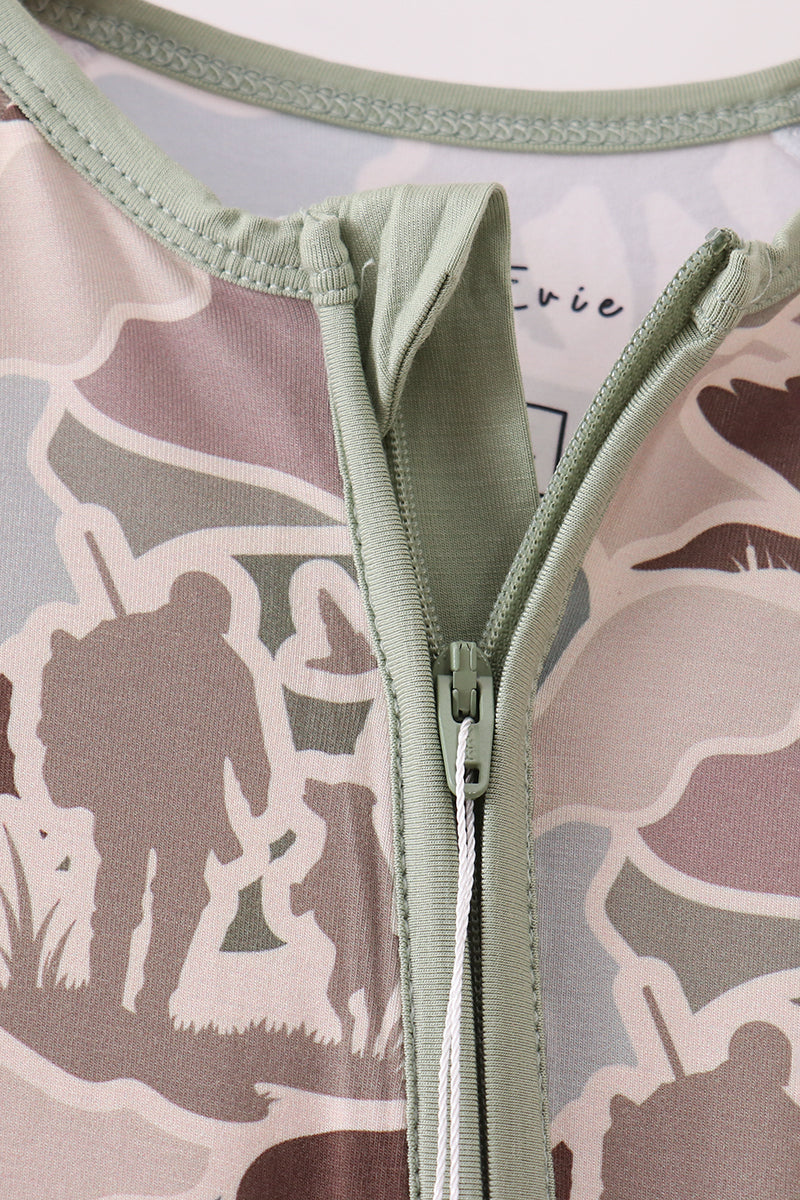 Camouflage Hunting Bamboo Zipper Romper