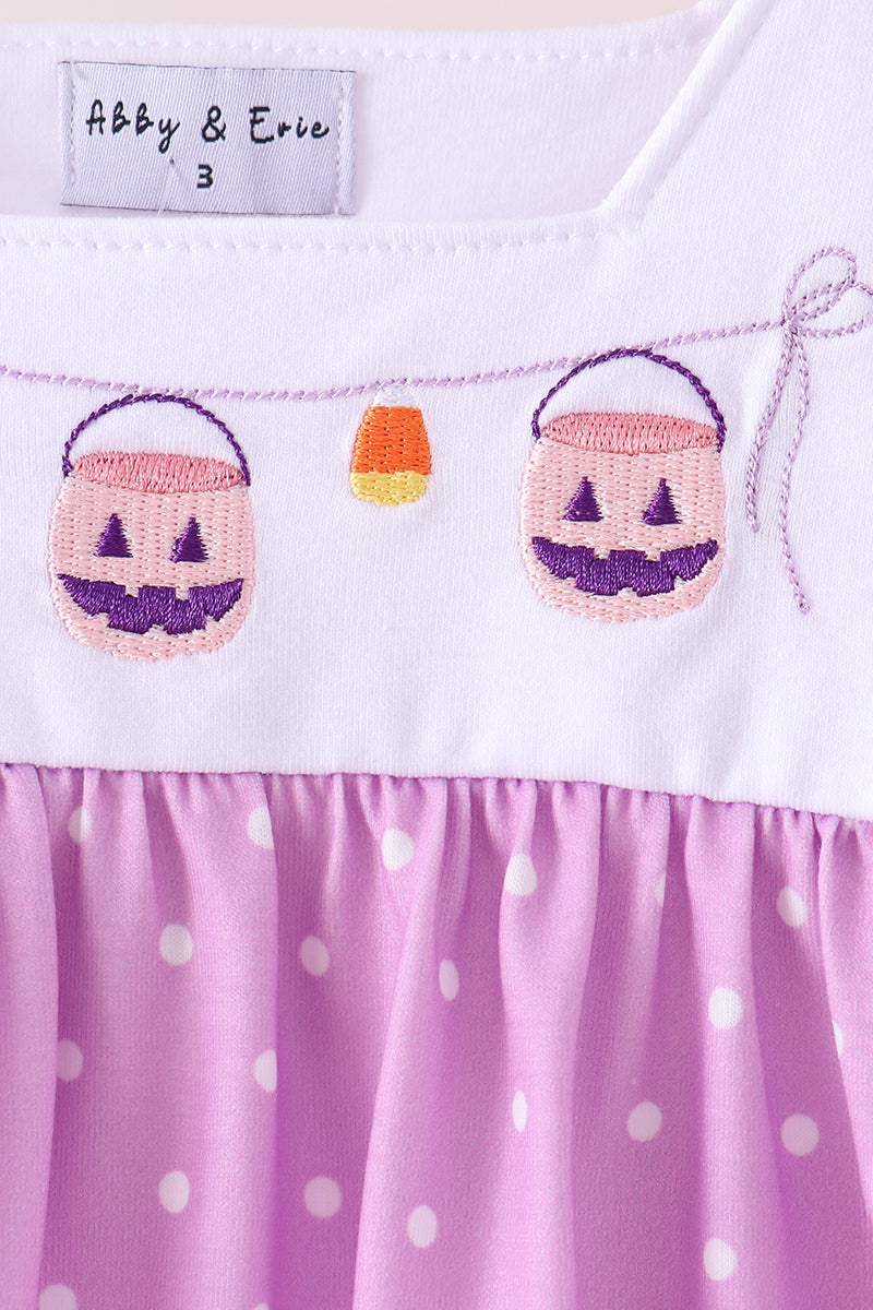 Purple Bucket Candy Embroidery Ruffle Shorts Set