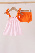 Pink Gingham Candy Corn Bloomer Set
