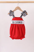Red Georgia Go Dawgs Smocked Bubble